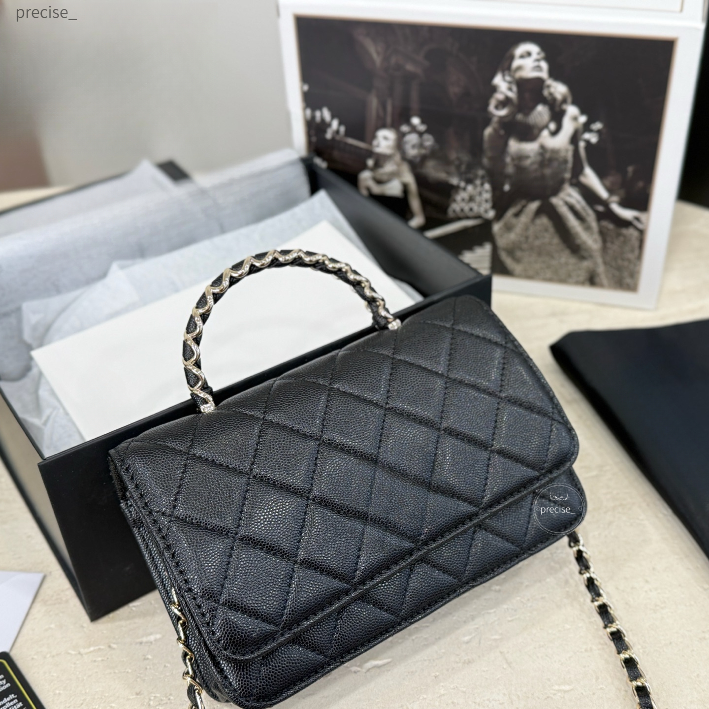 Women Cowhide Leather Wallet on Chain Bag WOC Designer Style Top Handle Crossbody Shoulder Bag Mini Clutch Handbag