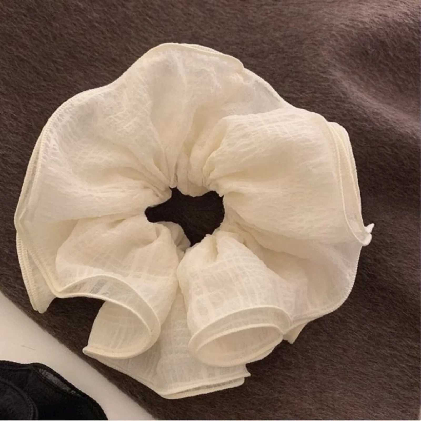 1PC Double-Layer Ruffled Bubble Flower Hair Scrunchie - High-End Korean-Style Hair Tie with Strong Elasticity H260319