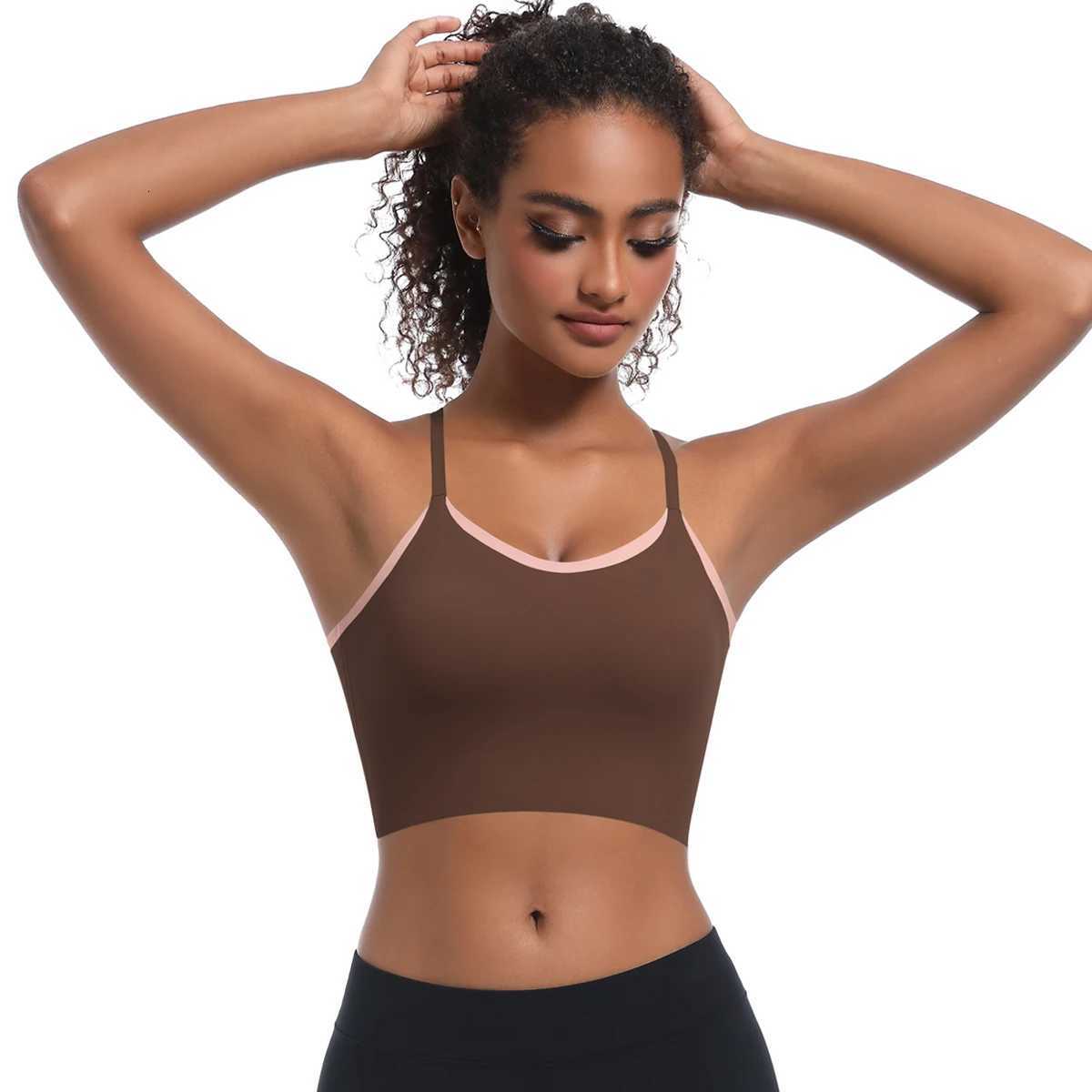 Yoga Bra Women Sports Bra Fitness Yoga Vest Training Gym Yoga Underwear Cross Straps Double Tone Color Running Yoga Tank Top Z20260319