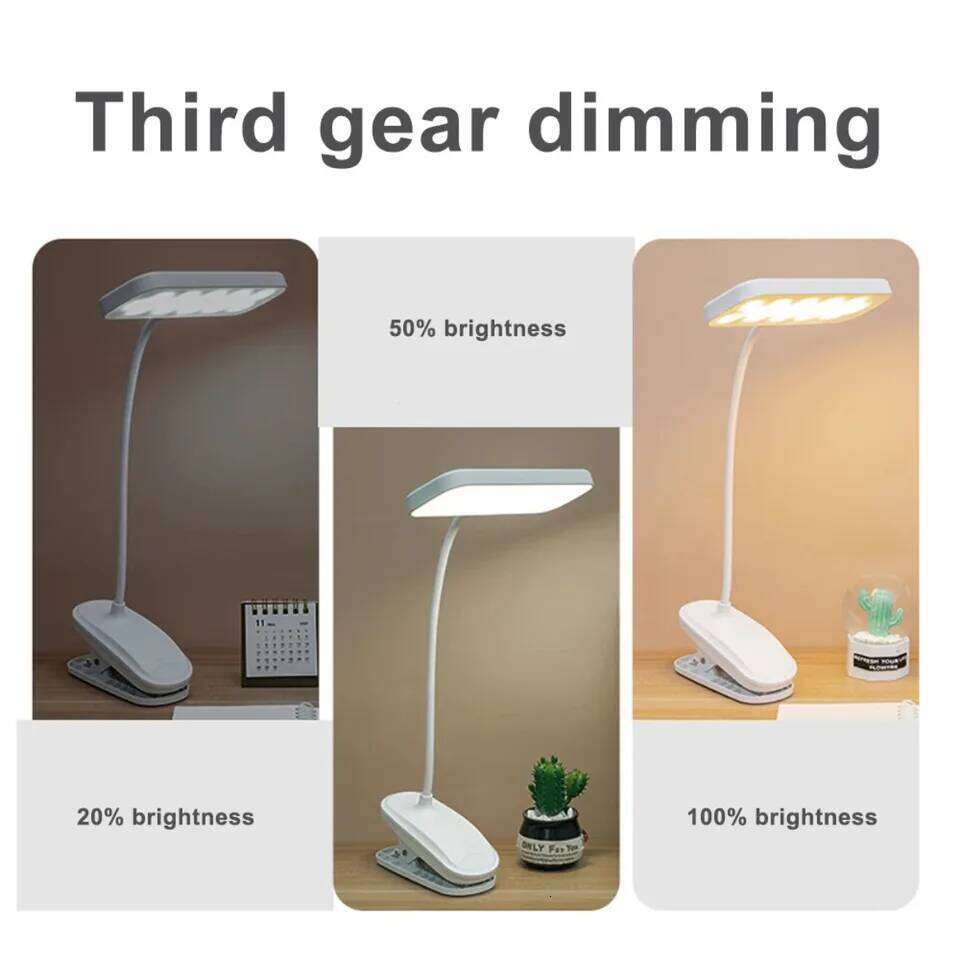 360 Flexible Table with Clip USB Dimmable Desk Lamp Bedside Night Light for Bedroom Study Reading Office Work 26L0319