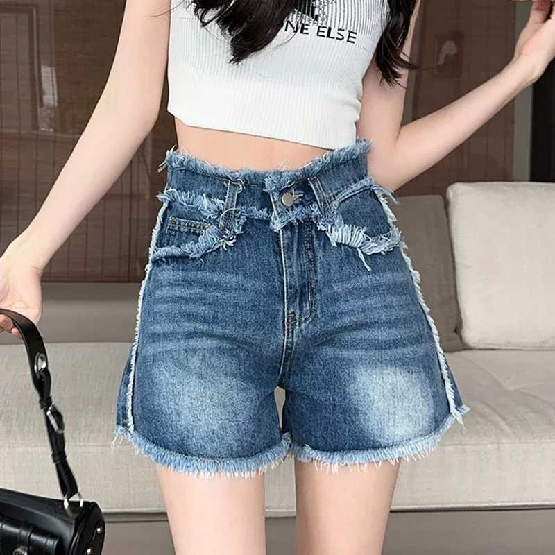 2025 Popular Women Casual Jeans Shorts Female New Cuffs Cutehigh Waisted Jeans Girls A-line Design Sense Baggy Hot Pants M260319