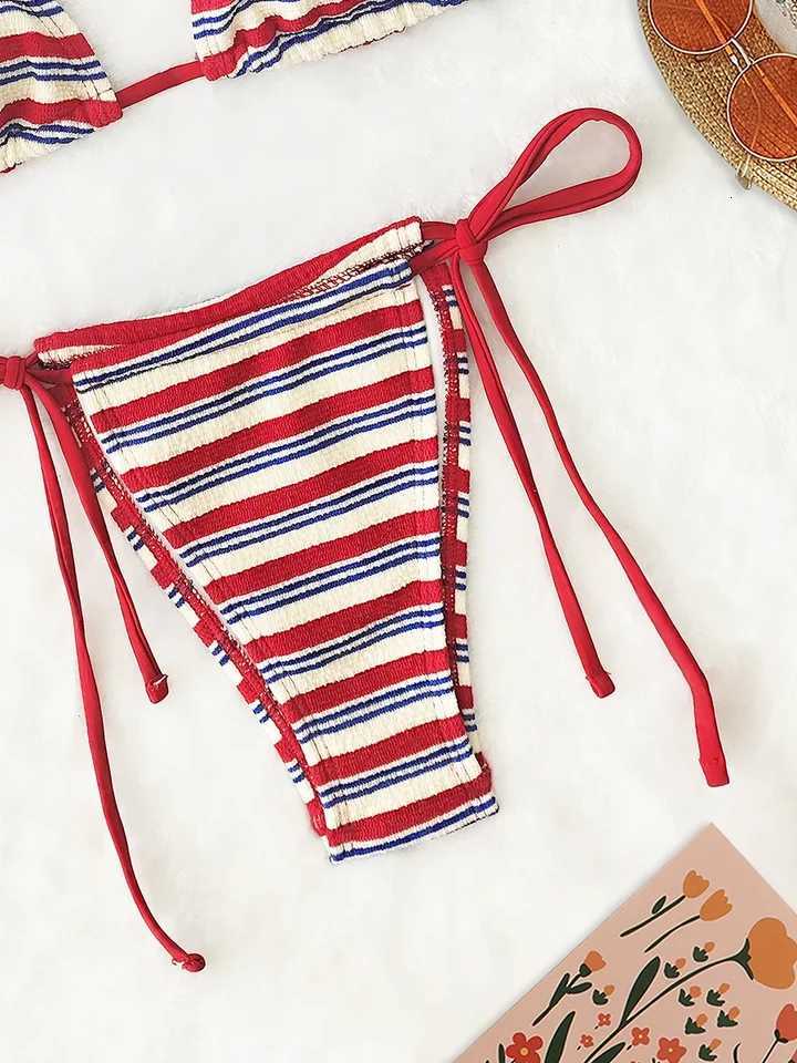 Womens Sexy Push-Up Two-Piece Swimsuit 2025 Bathing Suit Micro Beachwear Stripe Bikini Set Swimwear Trendy MciroT260318