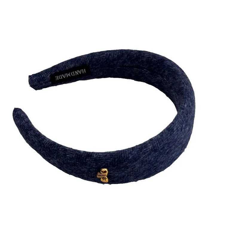 Adult Lazy Old Money Style Wide Edge Headband Retro Suede High Skull Top Hair Accessories Show Small Face H260319