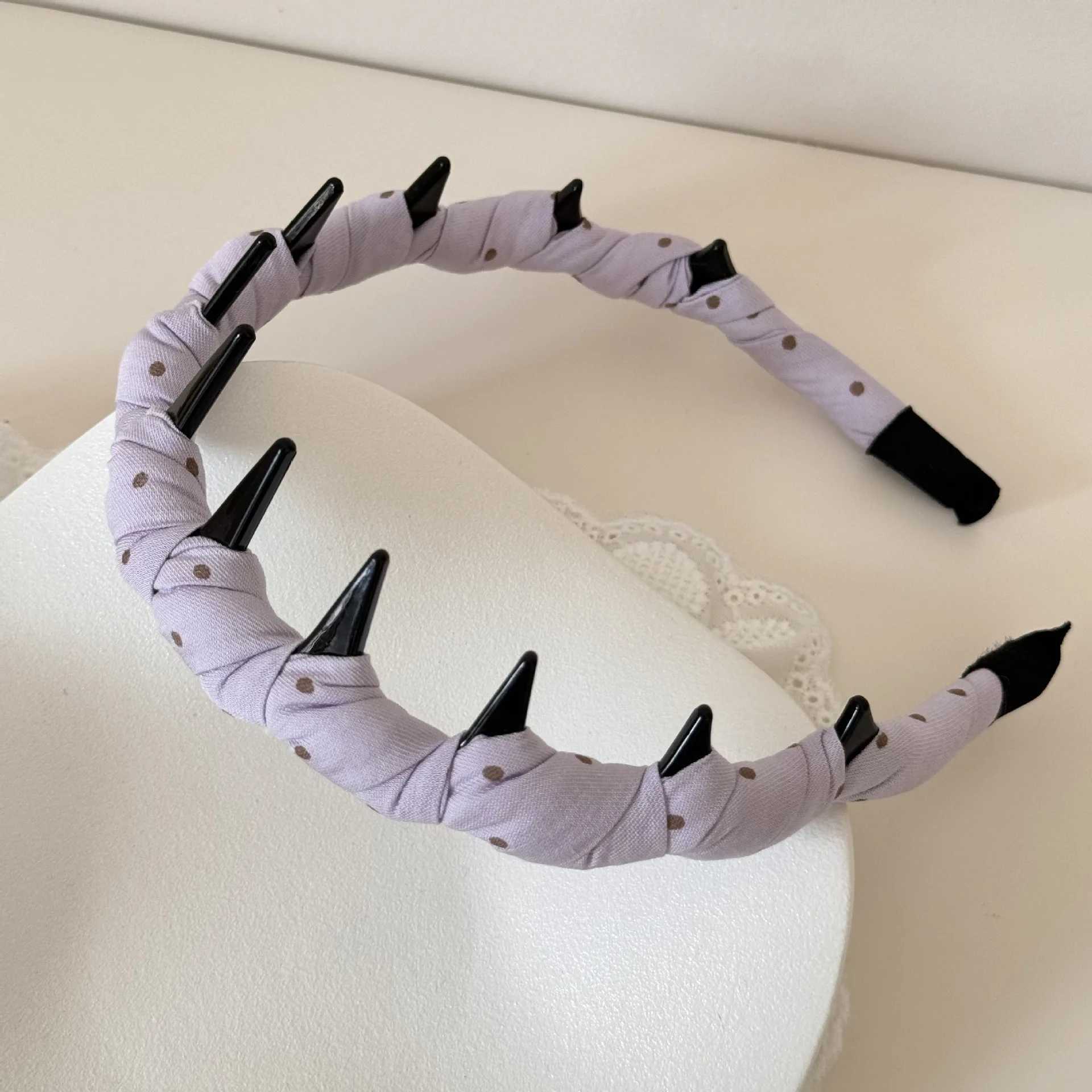 Polka Dot Hairband with Teeth Wavy Shape Wrapped Fabric Women Headband Fabric Wrapped Hairhoops Hair Bands for Women H260319