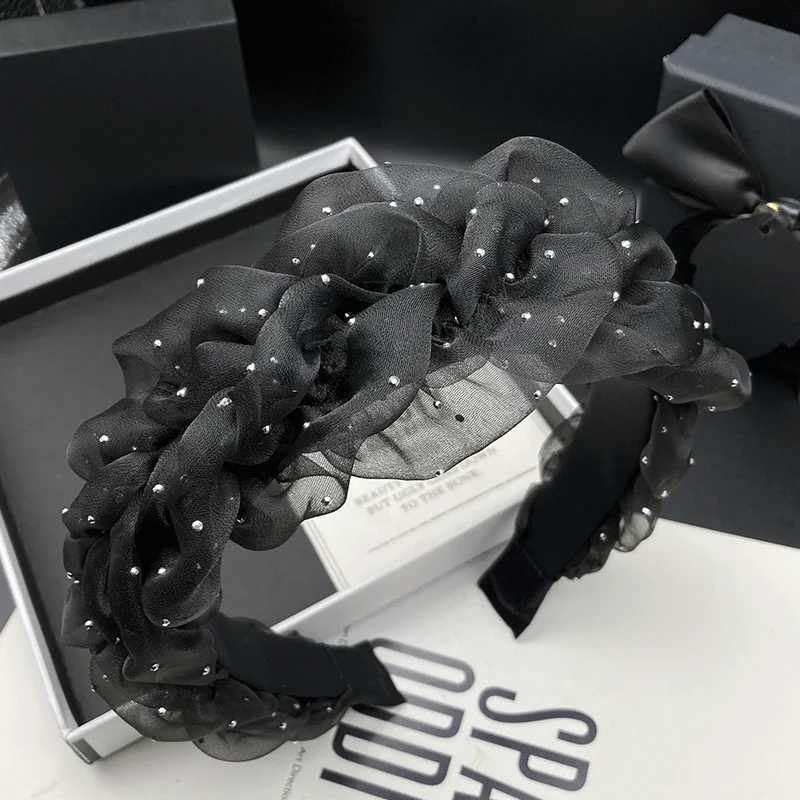 New mesh headband for women with high skull top and rhinestone hot stamping for daily hair and face washing H260319