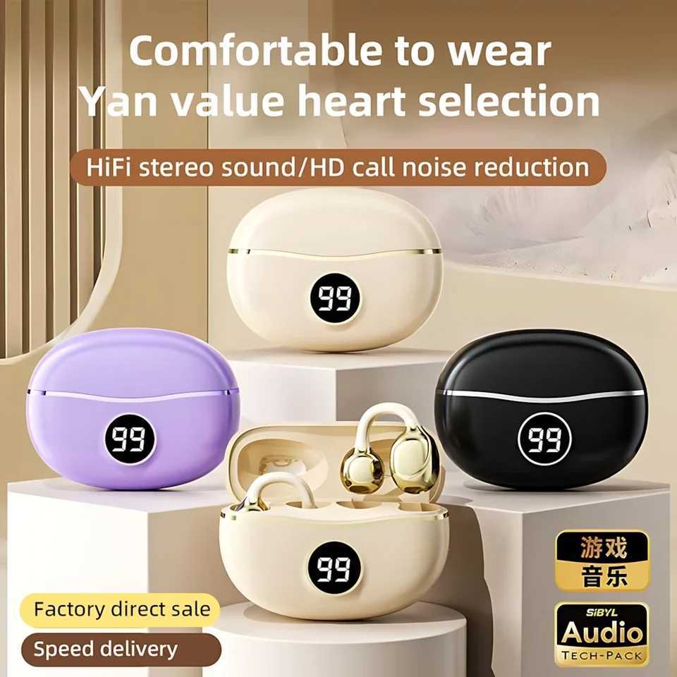 Wireless Headphones Fone Bluetooth Headset With Mic Handsfree Noise Canceling Earphones Clip Ear Music Sports Gaming Earplug D260319