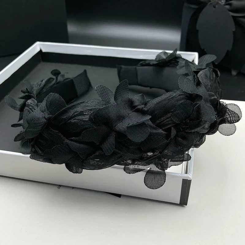 Black new hair clip womens high-end feel handmade personalized hair tie headpiece pressed hair wash headband H260319