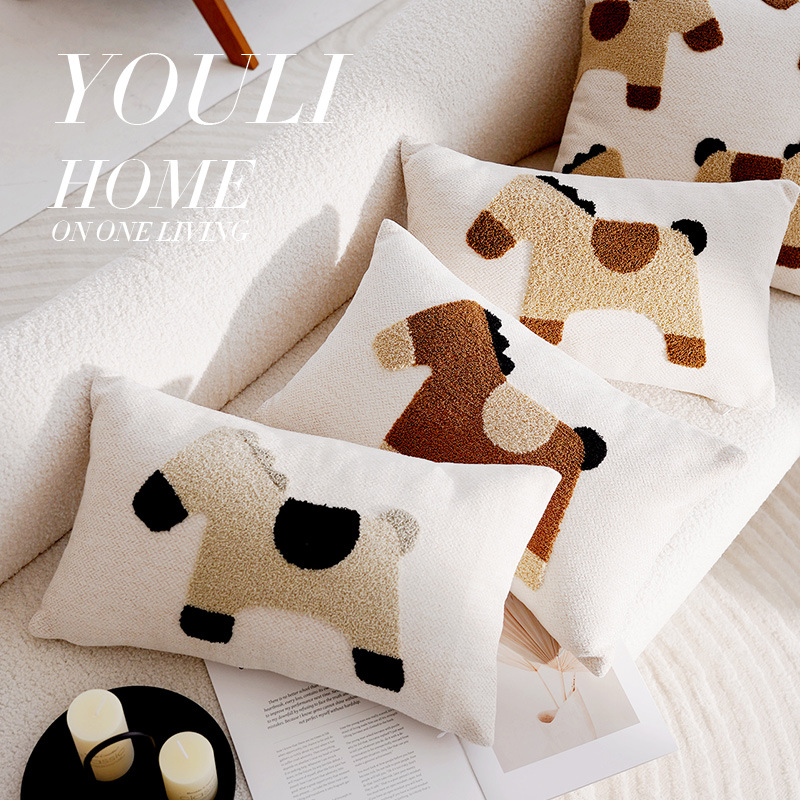 Original children's cartoon throw pillow round high-grade pony sofa pillow cover light luxury bay window pillow bed cushion
