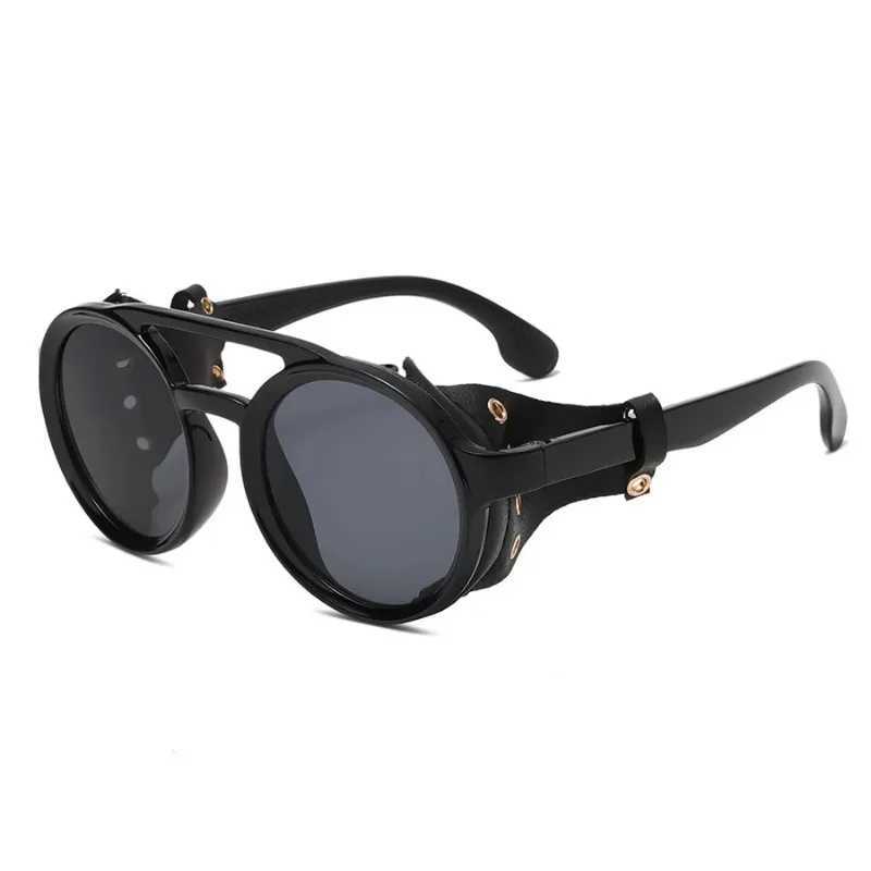 Retro Sunglasses Men Women Leather Round Eyewear Vintage Goggles Anti Wind Outdoors Sports Sun Glasses UV400 Gafas De Sol H260319 - view 4