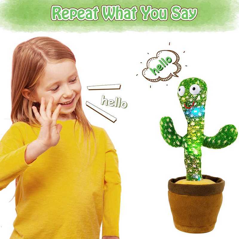 Dancing Cactus 120 Song Speaker Talking Usb Battery Voice Repeat Plush Cactu Dancer Toy Talk Plushie Stuffed Toys For Kids Gift Y260319