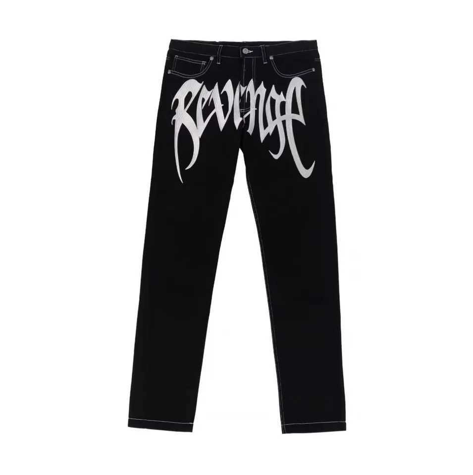 American-Style Streetwear Washed Vintage Lettered Jeans for Men Spring and Autumn Straight Loose Fit European and American High Street Style Long Pant