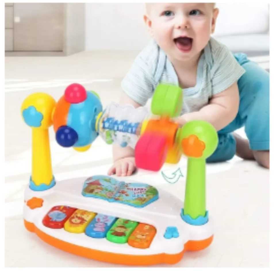 Baby Piano Toys Kids Rotating Music Piano Keyboard With Light Sound Musical Toys For Toddlers Early Educational Music Toy Gifts Y260319