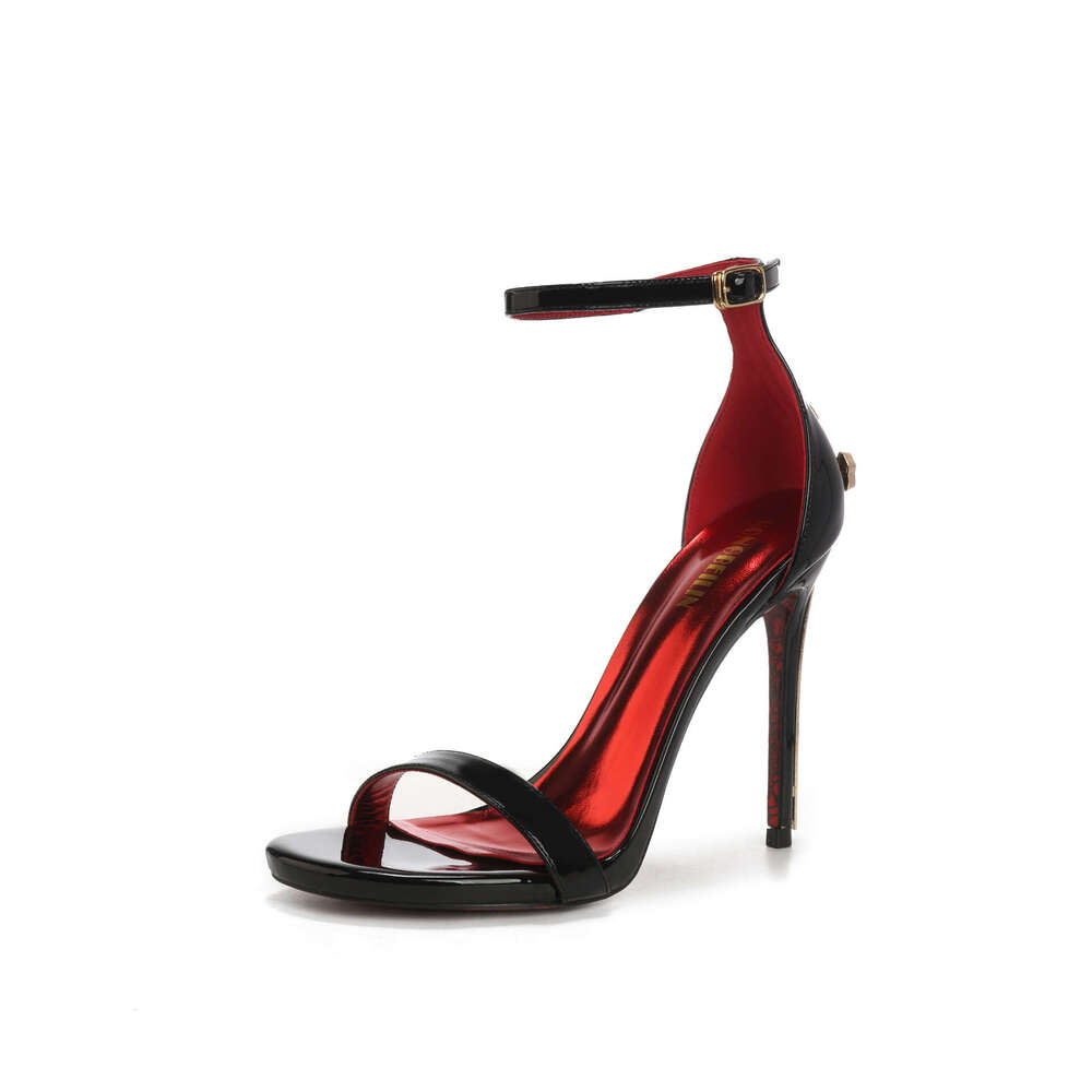 New Red Sole Patent Leather Strap High Heel Sandals For Women Royal Sister Style Thin Heel Sexy Fashionable Versatile