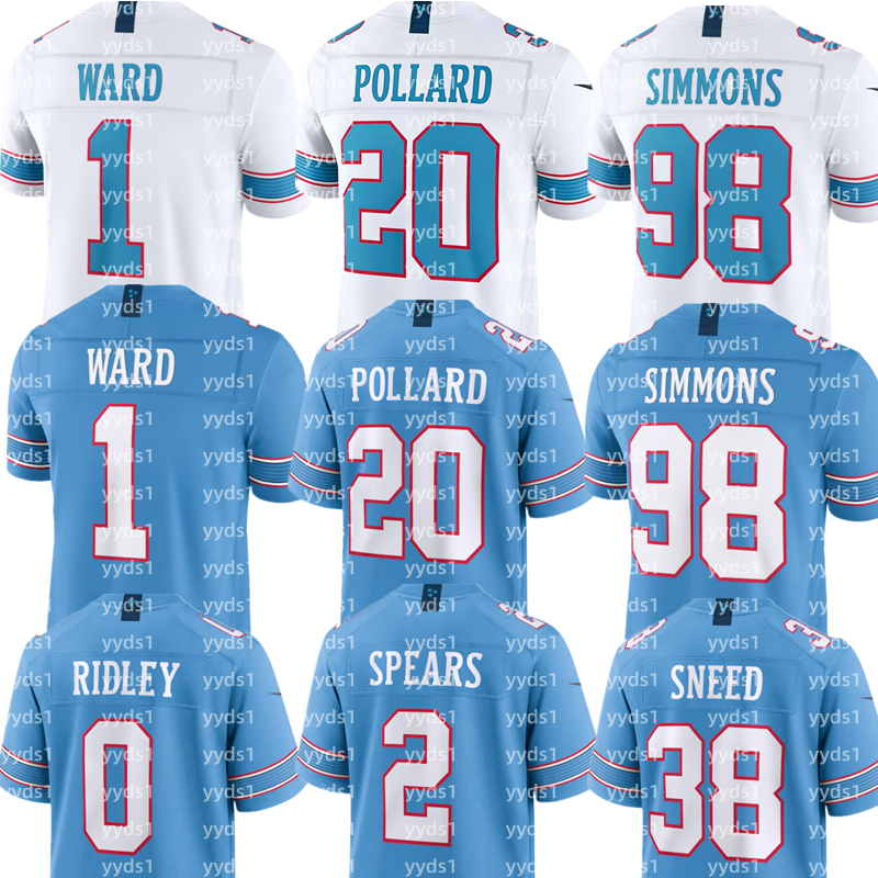 Cameron Ward Tony Pollard Jeffery Simmons Calvin 0 Ridley Peter Skoronski Cedric Gray Chimere Dike L'Jarius Sneed Elic Ayomanor Tyjae Spears titans Football Jersey