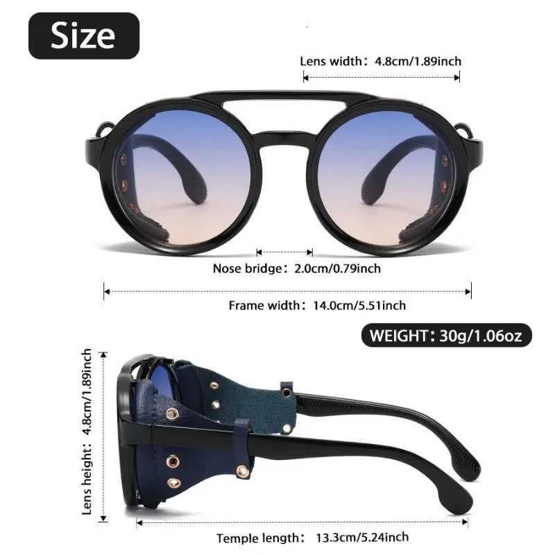 Retro Sunglasses Men Women Leather Round Eyewear Vintage Goggles Anti Wind Outdoors Sports Sun Glasses UV400 Gafas De Sol H260319 - view 7