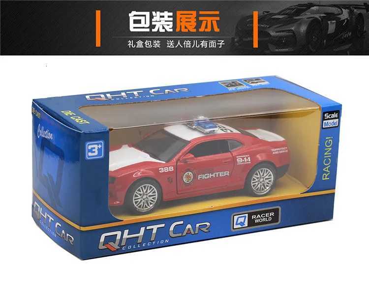 132 Camaro Police car fire truck Classic sports car High Simulation Diecast Metal Alloy Model car Collection Kids Toy Gift Y260319