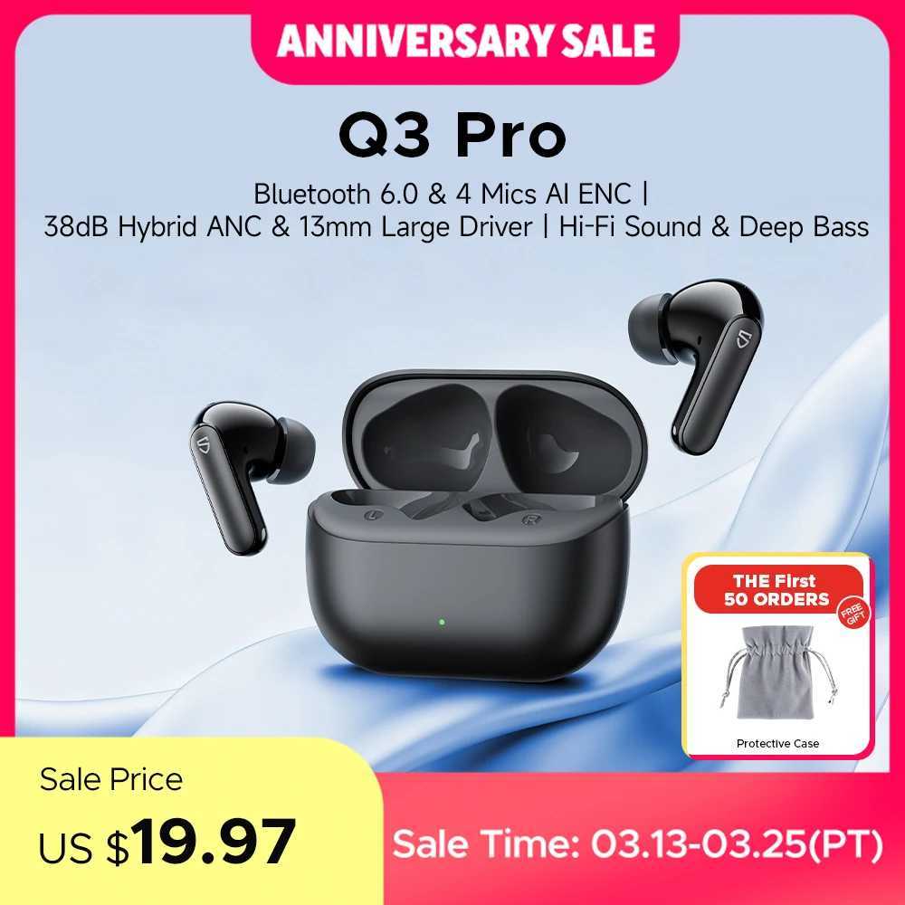 SoundPEATS Q3 pro Wireless Earbuds Active Noise Cancelling Bluetooth V60 Earphones with 4 Mic13mm DriverMultipoint Connection D260319