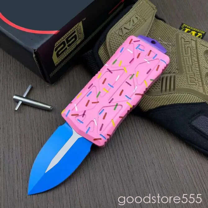fixed blade knife 2Models Mini Donut Exocet Money Clip Fixed Blade Knife 1.96 pocket knife D2 Blade, couteau Aviation Aluminum Handles