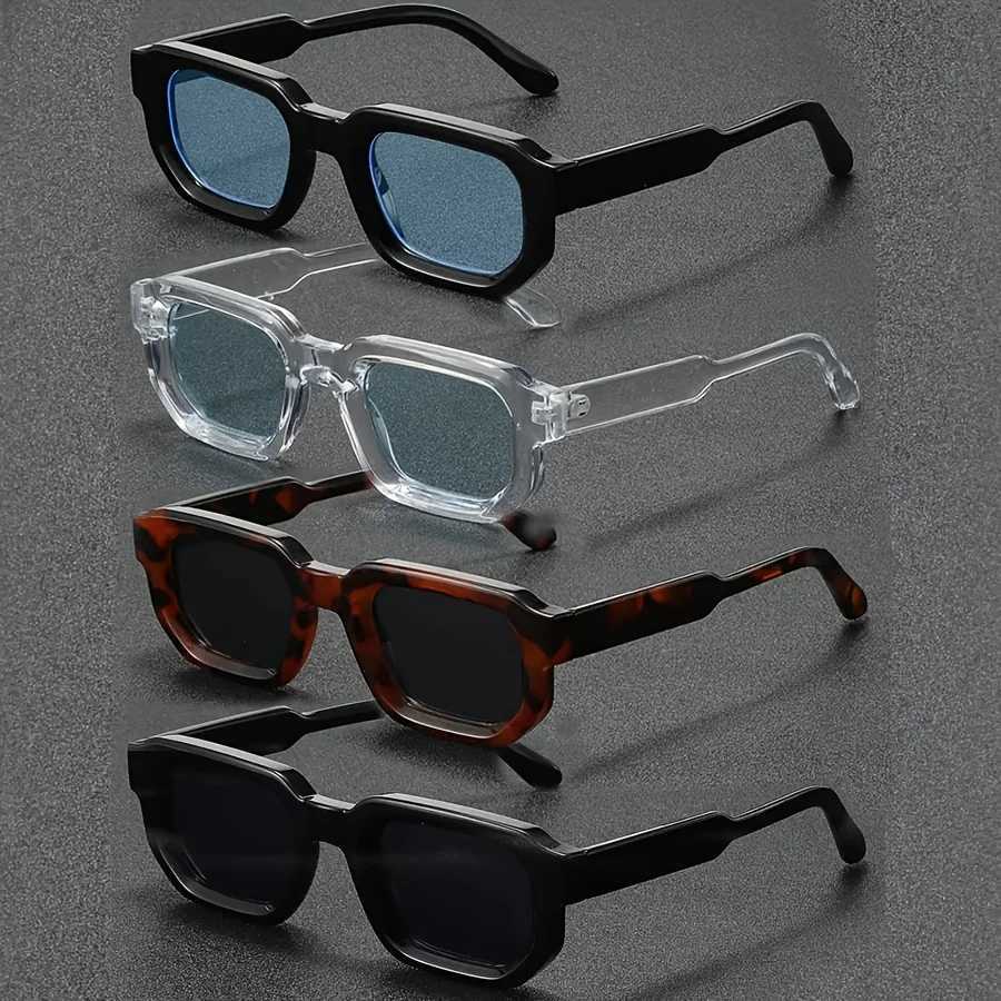 4pcsNew Men Vintage Rectangle Frame Sunglasses Fashion Retro Sun Glasses Luxury Brand Design Glasses UV400 Eyewear Women Goggles H260319 - view 3