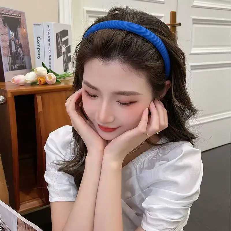 Mint Blue Knitted Cotton Headbands Thin Hairbands For Women Girls Chic Hair Holder Solid Plain Bezel Simple Hair Accessories H260319