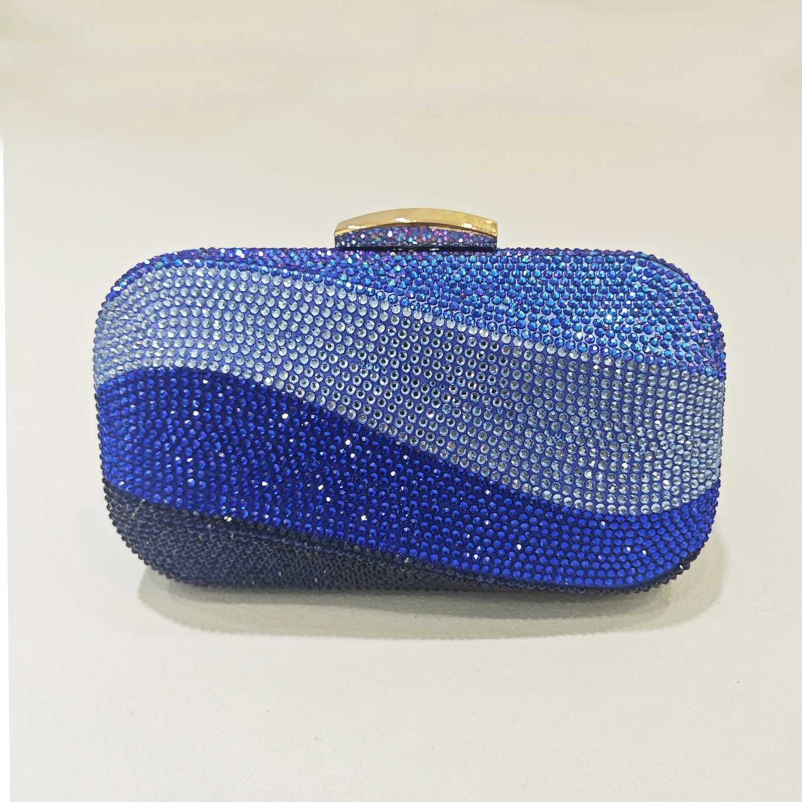 Women Blue/Pink/Green/GOLD Crystal Clutch Evening Bags Metal Hollow Box Minaudiere Handbag Bridal Purse Wedding Party Clutches W260319 - view 3
