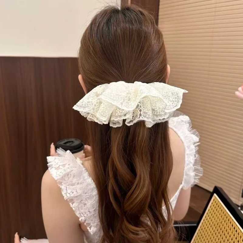 1 Pcs Womens Hair Scrunchies Lace Sweet Cute Elegant Fashionable Double-layer Head Ties Lolita Kawaii Hair Accessories Girl H260319