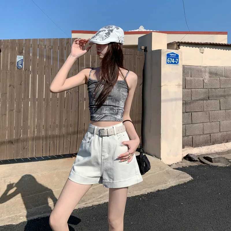 Vintage Cuffed A-Line Shorts Womens Casual Wide Leg Hot Pants Versatile Ladies Short Pants Stylish Retro Look M260319