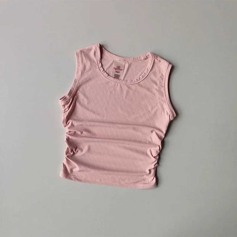 Womens Summer Nude I-Shaped Yoga Sports Vest Slimming Quick Dry Pleated Top for Fitness And Sports Activity Z20260319