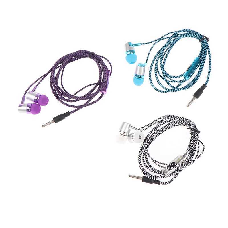 35mm Wired Earphones With Microphone Earplugs Subwoofer Game Sports Earphones In Ear Braided Cord Wired Earphones D260319