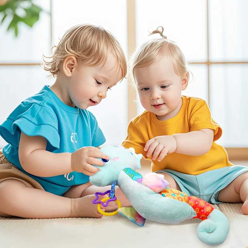 Baby Seahorse Musical Rattles Toys Infant Stuffed Animals Soft Toy with Bright Colors Crinkle Sound Paper Newborn Toys Gifts Y260319