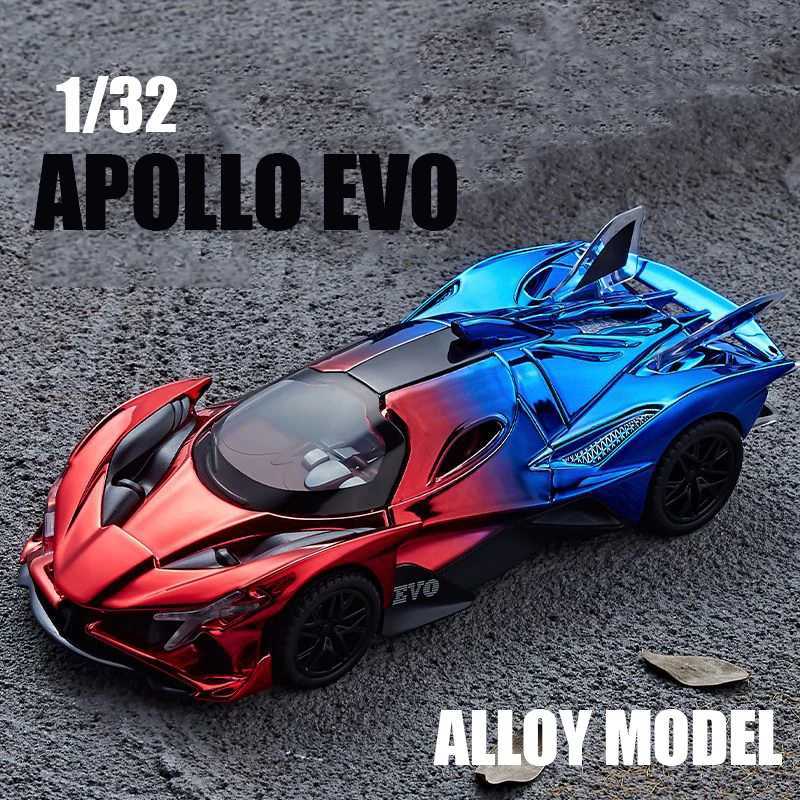 132 Apollo EVO Sports Supercar High Precision Alloy Model Diecast Metal Material Sound Light Pull Back Children Birthday Gift Y260319