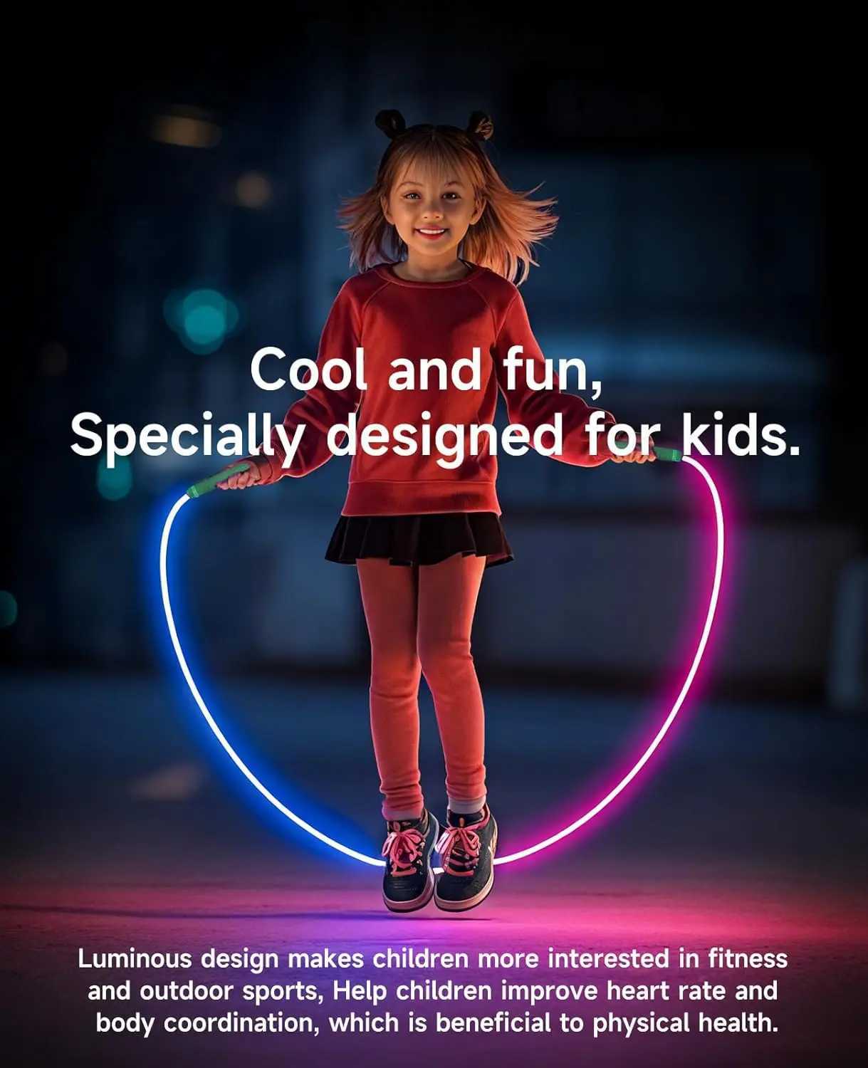Glowing LED Jump Rope for Kids and Adults Adjustable Colorful Skipping Rope for Fitness Workouts M260319