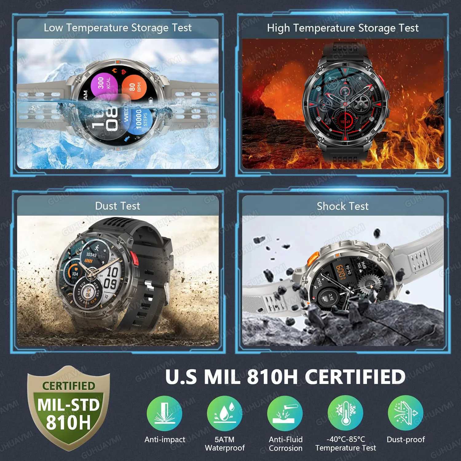 2026 New T-Rex3 Ultra 1100Mah Military Smart Watch Men 17AMOLED GPS Path 5ATM Waterproof Compass LED Flashlight Smartwatch iOS D260319