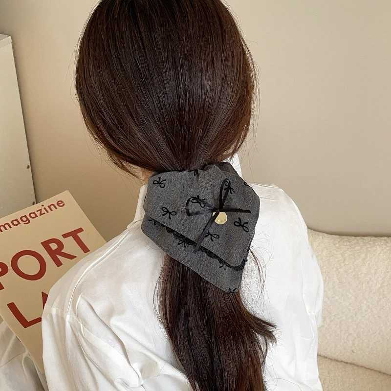 Bow Polka Dot Square Towel Large Intestine Hair Band High Sense Retro Headband Ball Head Rubber Band Hair Accessories Hair Band H260319