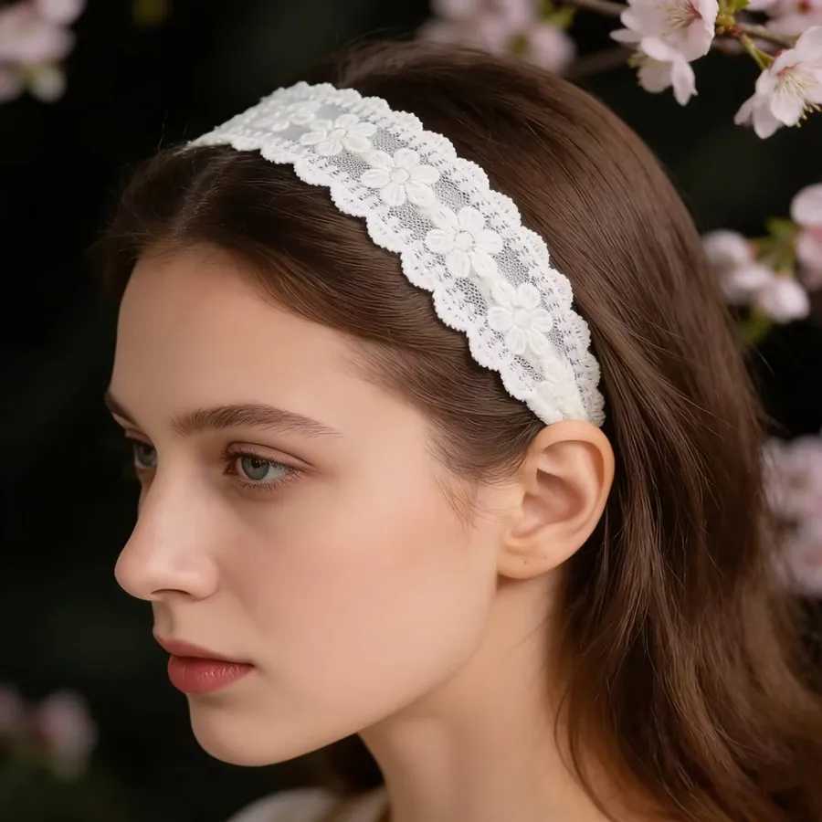 New Cute Elegant White Lace Hairbands Headband Women Kids Scrunchies Hair Head Hoop Band Accessories Headdress Headwear Ornament H260319