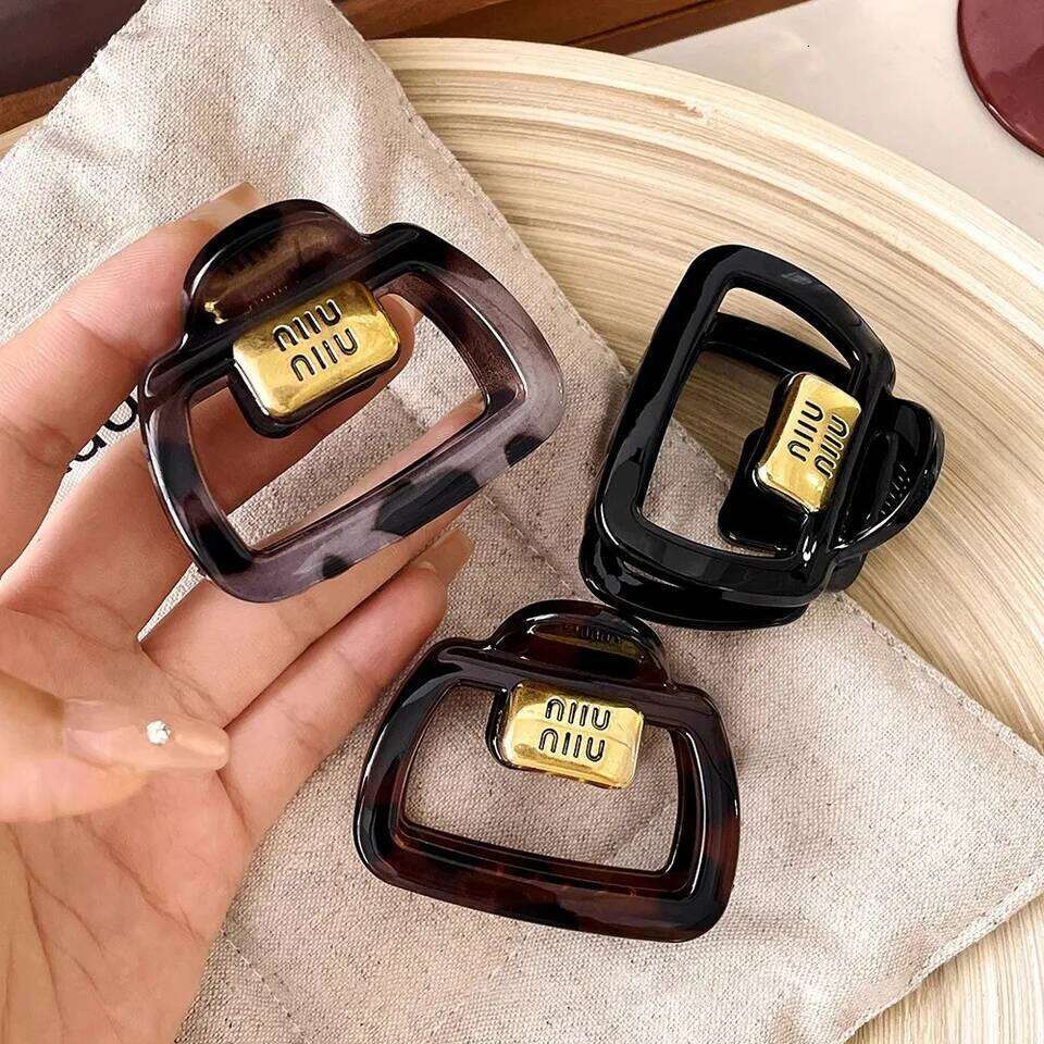 Leopard Print Claws Clips Crab Clamps Women Girls Medium Geometric Square Ponytail Holder Barrettes Hair Accessories