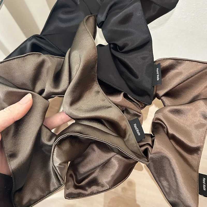 Satin Silk Square Scrunchies Elastic Hair Bands Women Girls Solid Ponytail Holder Large Hair Ties Rope Hair Accessories Fashion H260319