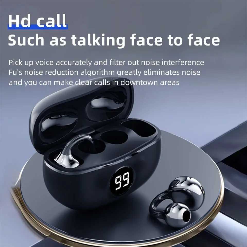 Wireless Headphones Fone Bluetooth Headset With Mic Handsfree Noise Canceling Earphones Clip Ear Music Sports Gaming Earplug D260319