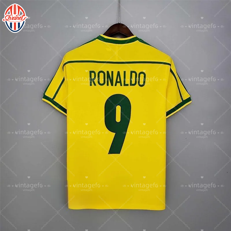 Vintage Brazil National Team Soccer Jersey - Ronaldo #9 & Ronaldinho #11 from World Cup 2002