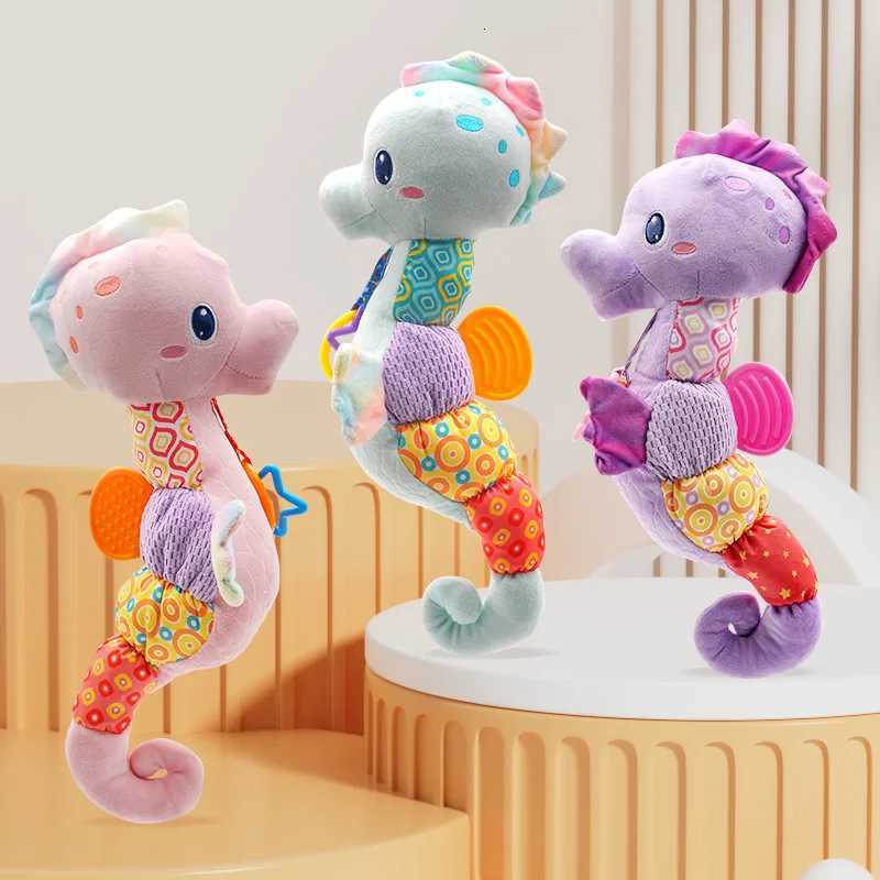 Baby Seahorse Musical Rattles Toys Infant Stuffed Animals Soft Toy with Bright Colors Crinkle Sound Paper Newborn Toys Gifts Y260319
