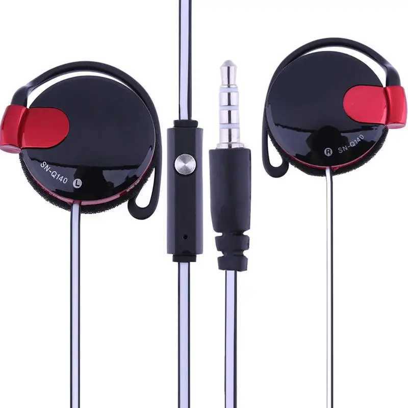 Clip On Earphones Wired Earphone Heavy Bass Universal 35mm Plug Wired Clip On Ear Sports Headphone Running Hiking Exercising D260319