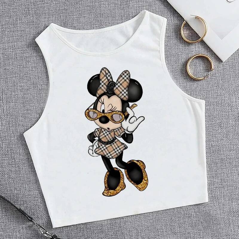 90s Y2k Vest Mickey Minnie Mouse Crop T-shirt Women Tank Top T Shirt Female Clothes Kawaii Disney Cropped Tshirt - view 6