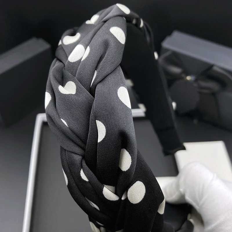 Retro polka dot new woven hairpin headband for women high skull top adult headwear hair pressure face wash headband H260319