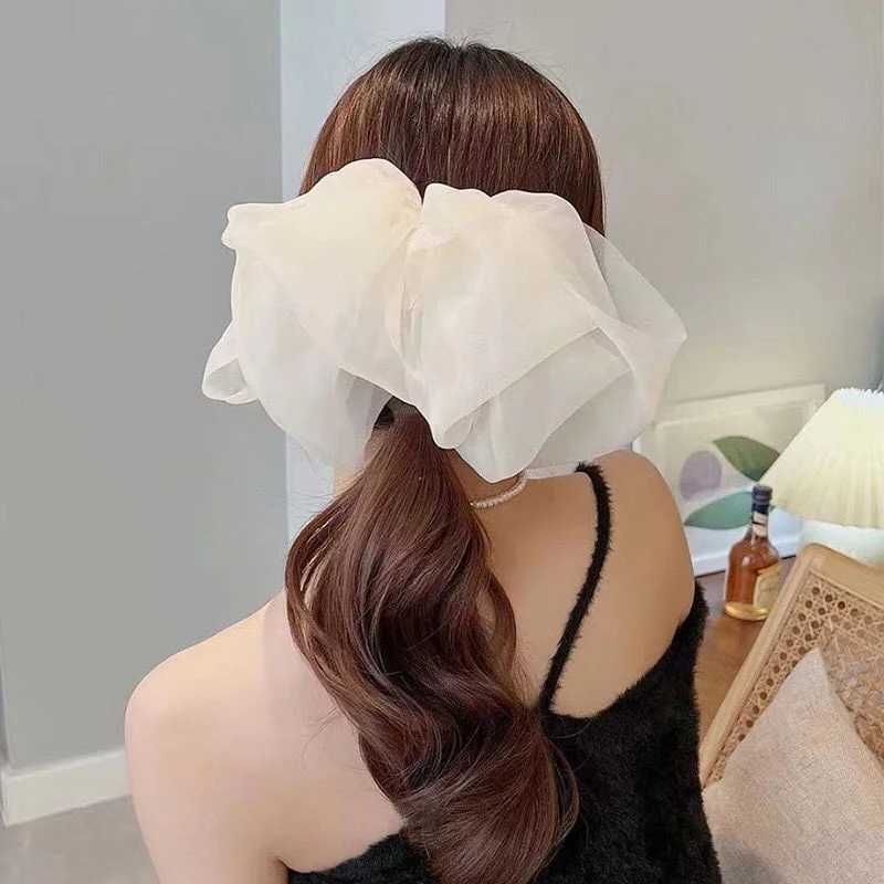 New Bow Hairpin for Women Cute Satin Fabric Hair Clip Korean Chiffon Ponytail Oversized Multilayer Hairpin Hair Accessories H260319