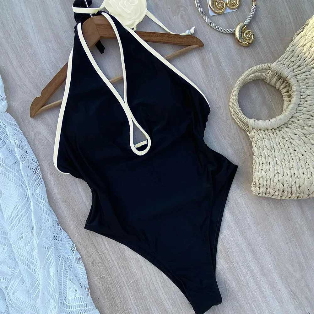 Floral One Piece Swimsuit New Halter Bandage Swimwear Women Swimsuit Bathing Suit Beachwear Monokini Female Swimming SuitsT260318