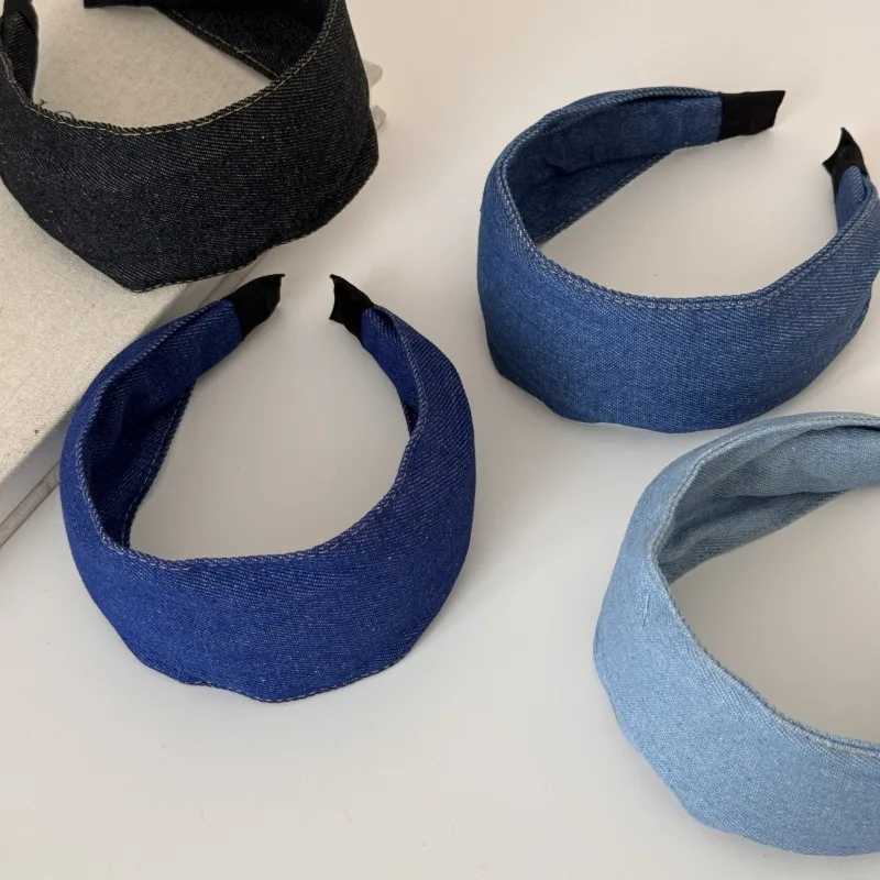 Korean Style Simple Ultra-Wide Denim Fabric Wide Edge Headband New Fashion Versatile Face-Slimming Hair Accessory Headband New H260319