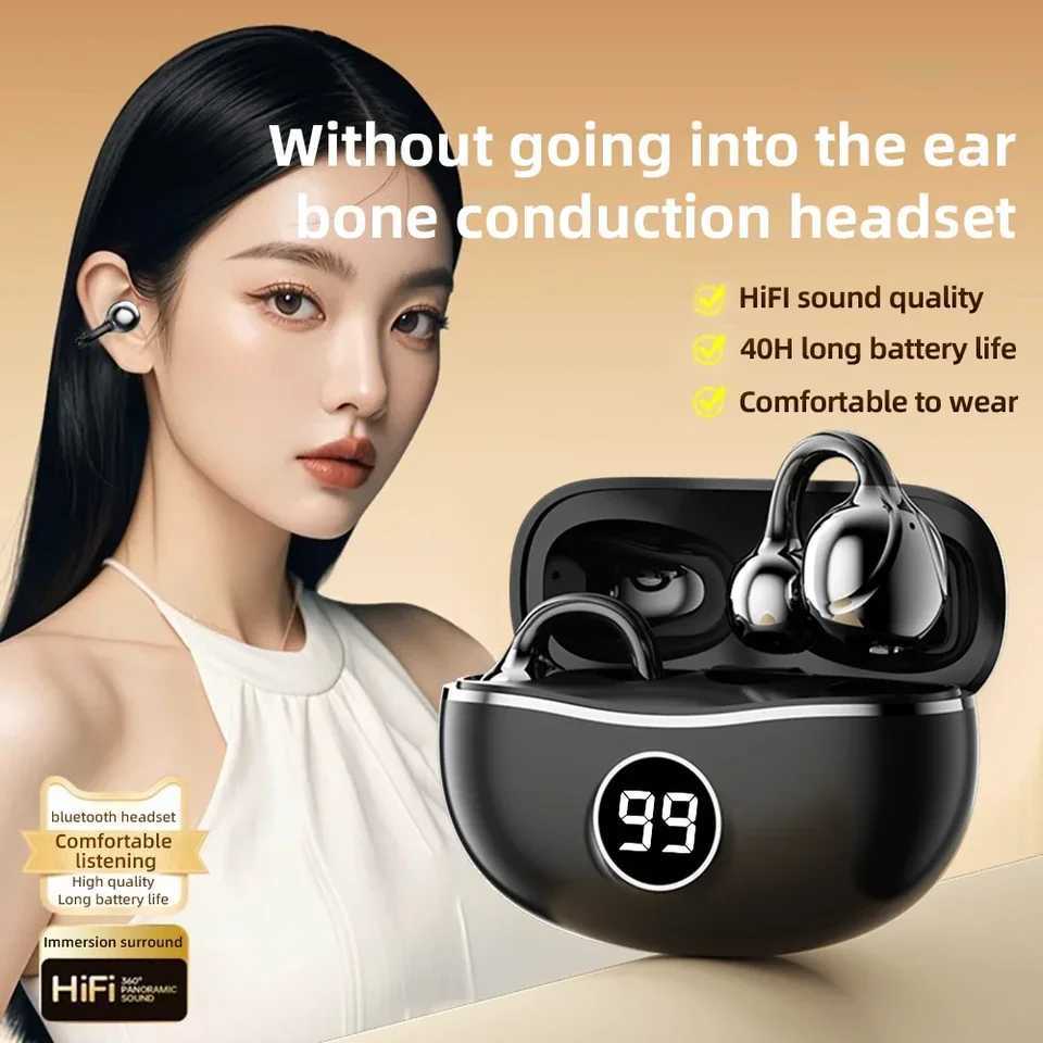 Wireless Headphones Fone Bluetooth Headset With Mic Handsfree Noise Canceling Earphones Clip Ear Music Sports Gaming Earplug D260319