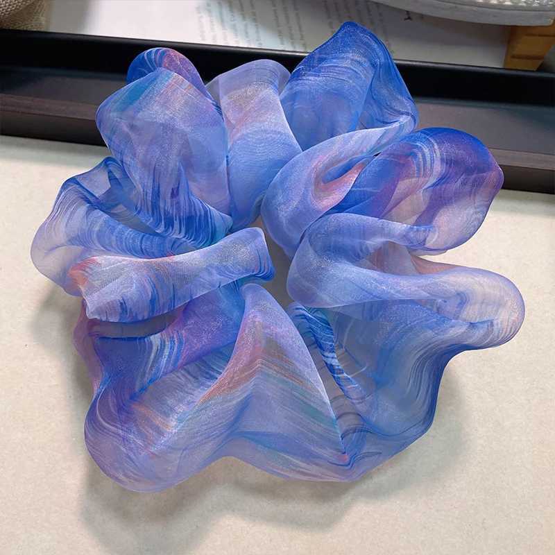 New Korean Elegant Summer Soft Yarn Scrunchies Women Elastic Hair Band Ponytail Holder Rubber Tie Band Hair Accessories H260319