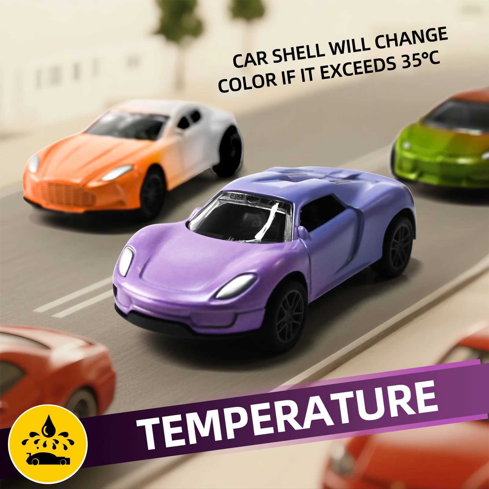 Mini Magic Water Temp Color Change Alloy Car 164 Pull Back Racing Model with Durable Crash-Proof Slide for Boys Kids Gifts Y260319