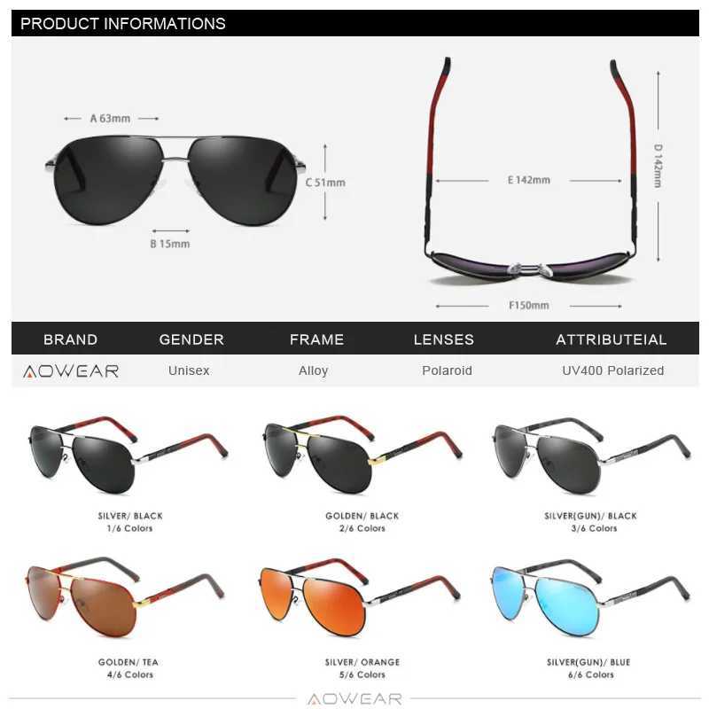 AOWEAR Aviation Polarized Sunglasses Men Aluminum Driving Mirror Sun Glasses Male Brand Designer Retro Eyewear Accessories gafas H260319 - view 6